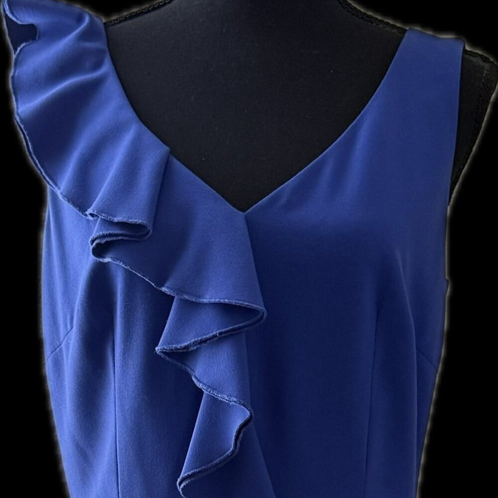 Antonio Melani Royal Blue Sleeveless Dress With Ruffle down Front  Size 6 - Picture 15 of 15